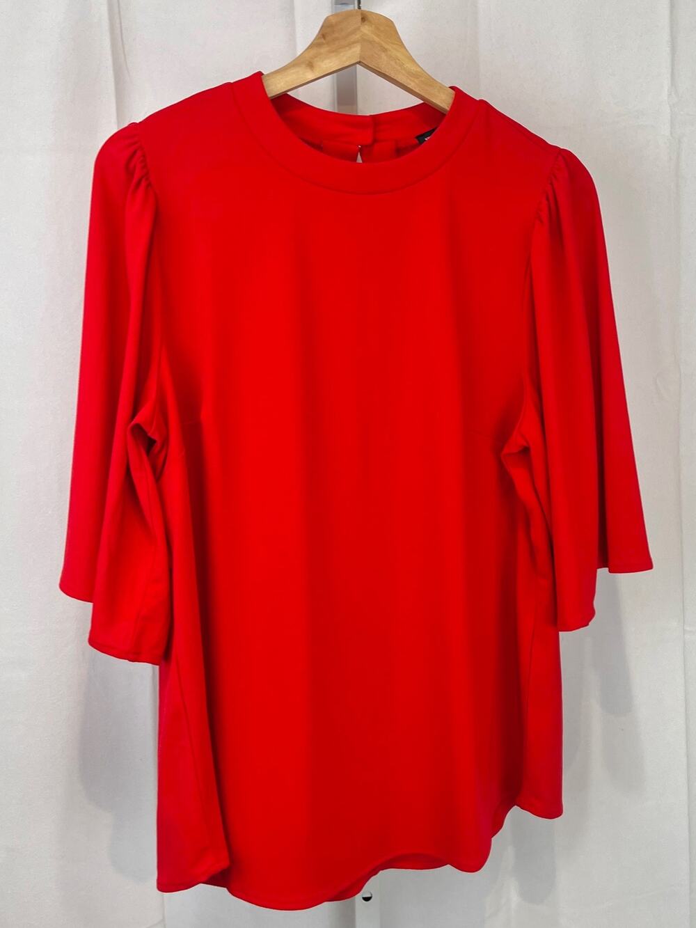 UNIVERSAL STANDARD Crepe Jersey Capelet Blouse Elbow Sleeve Top Red XS 10 12
